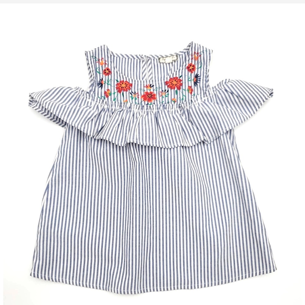 Eyeshadow Girls Floral Cold Shoulder Striped Top